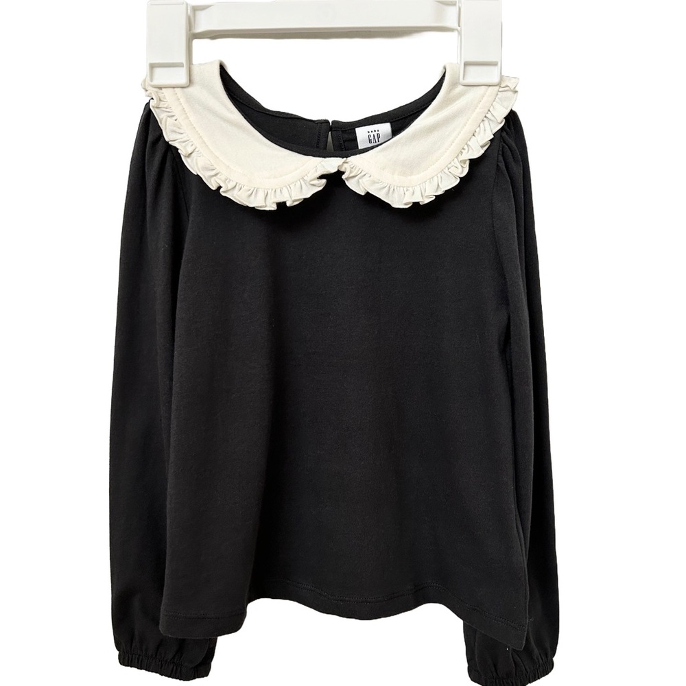 NWT GAP Kids Black Blouse with White Peter Pan Collar